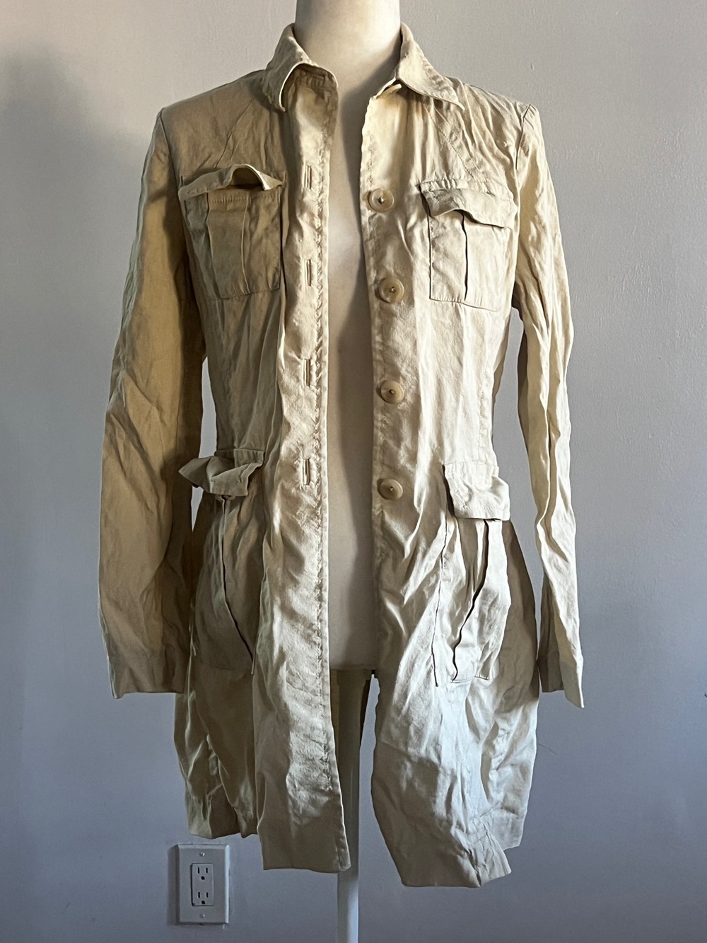 Banana Republic LINEN Cream Utility Military Boho Western Preppy Vintage